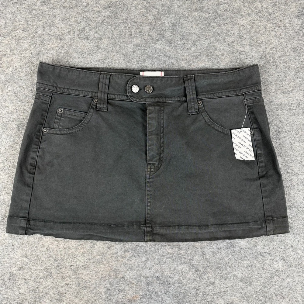 BDG Sarah Chino Micro Mini Skirt Washed Black Womens Large L